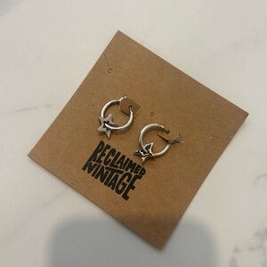 Reclaimed vintage silver star hoop earrings, new with tag.